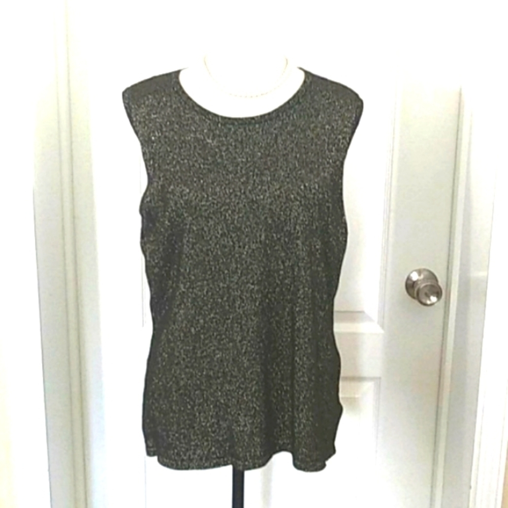 Luxe by Carmen Marc Valvo Metallic Top Womens Plus Size 2XW